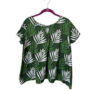 Hawaiian Fern Print Top Hula Bay Medium